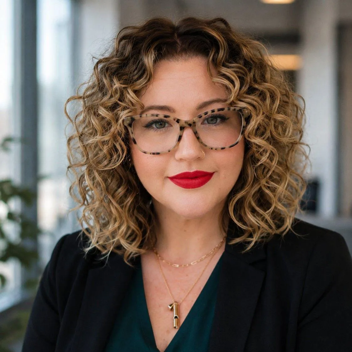 Lexi Holder, Founder and Principal IT Consultant, Praxis Institute Holdings, in glasses and a dark blazer